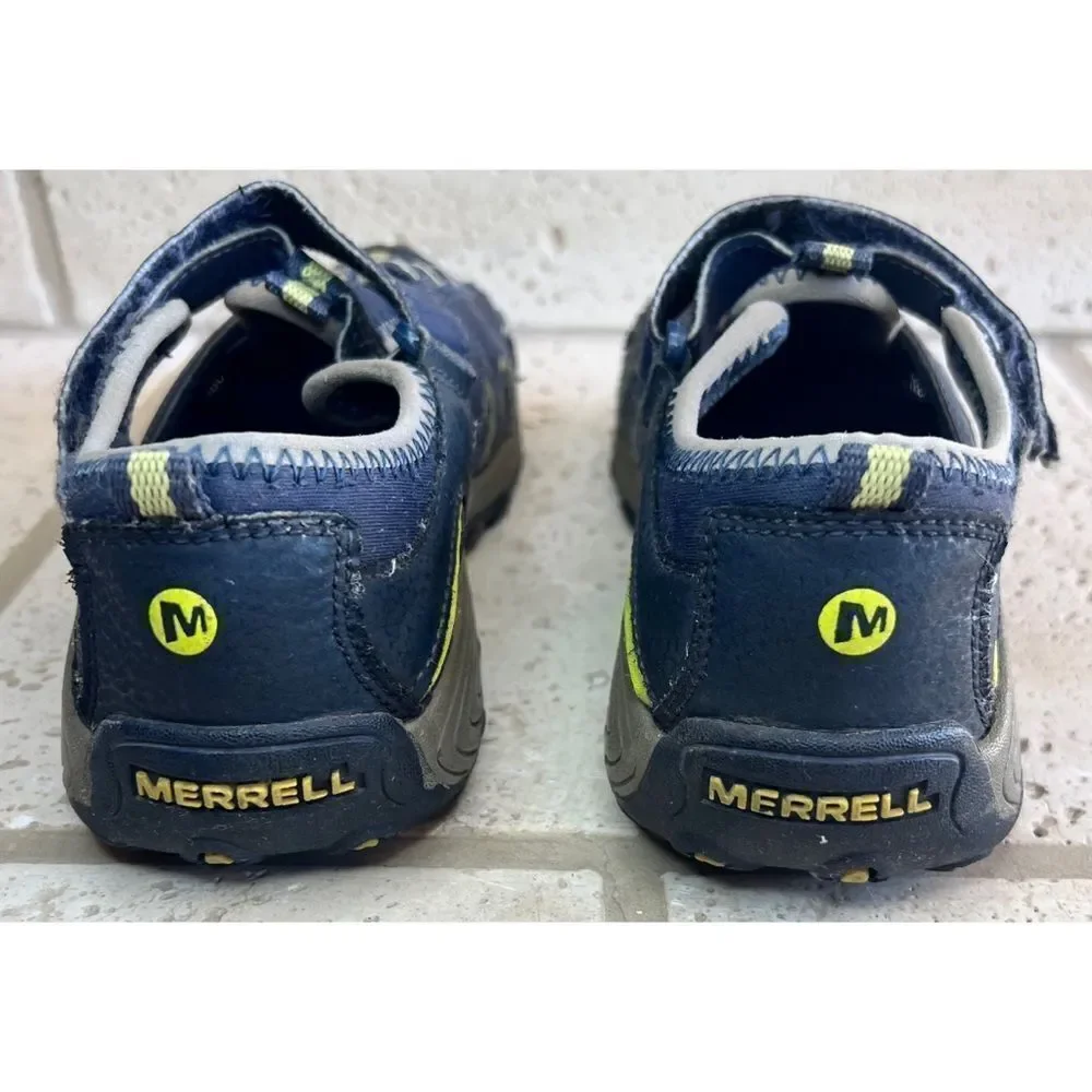Merrell Kids Hydro H2O Hiker Sport Sandals Navy Lime Mesh Leather Sz 3